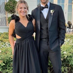 Chiffon gown with lace up back